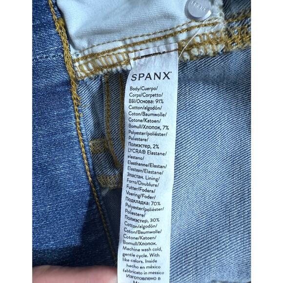 SPANX Seamed Front Wide Leg Jeans Vintage Indigo High Rise Stretch Denim Sz XL - Picture 8 of 12